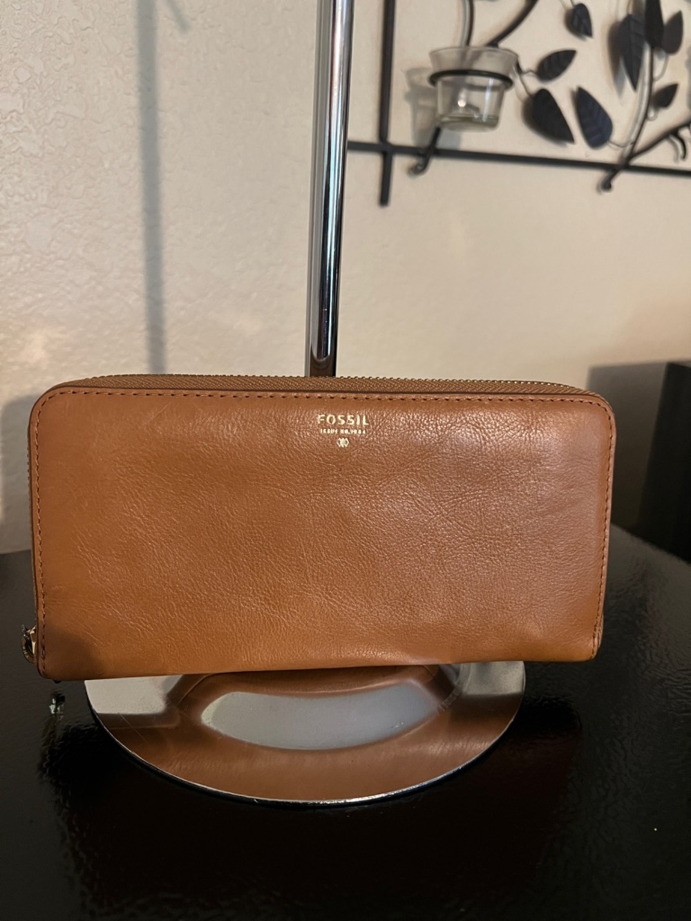 Fossil Tan Leather Zip-Around Women's Wallet